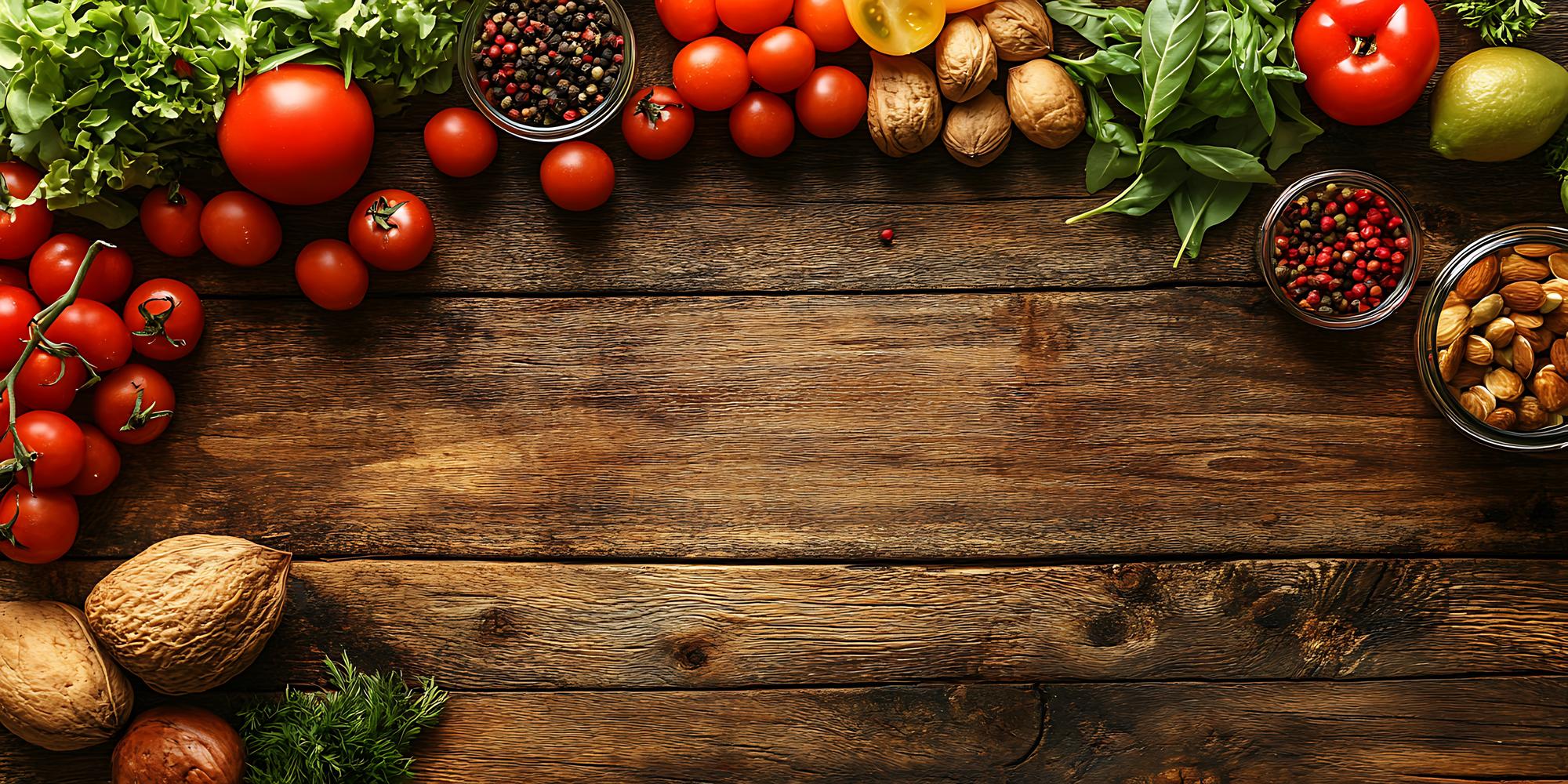 Rustic ingredients on wooden table